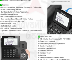 Panasonic KX-TGF310 Corded & Cordless Landline Phone with Display (Black)